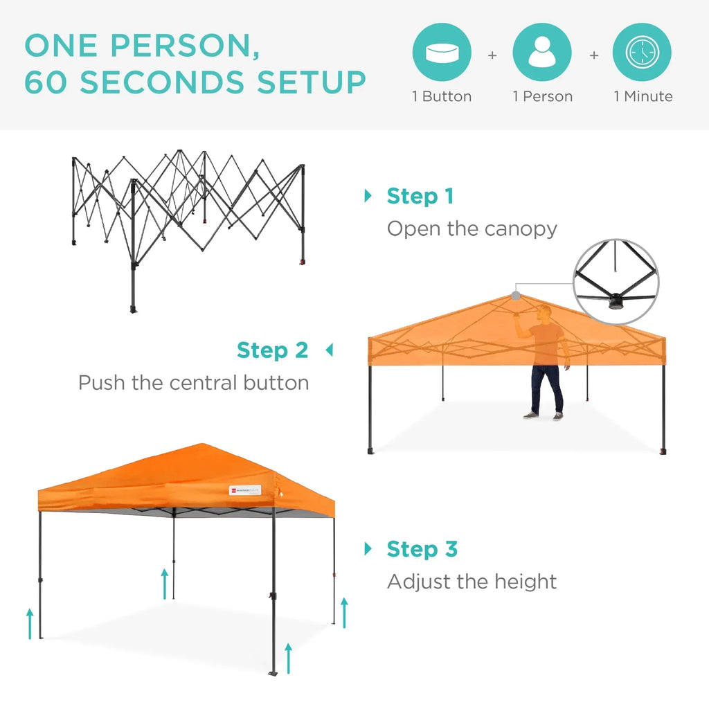 2026 NewBest Choice Products 12x12ft Easy Setup Pop Up Canopy w/ 1-Button Setup, Wheeled Case, 4 Weight Bags - Navy Blue