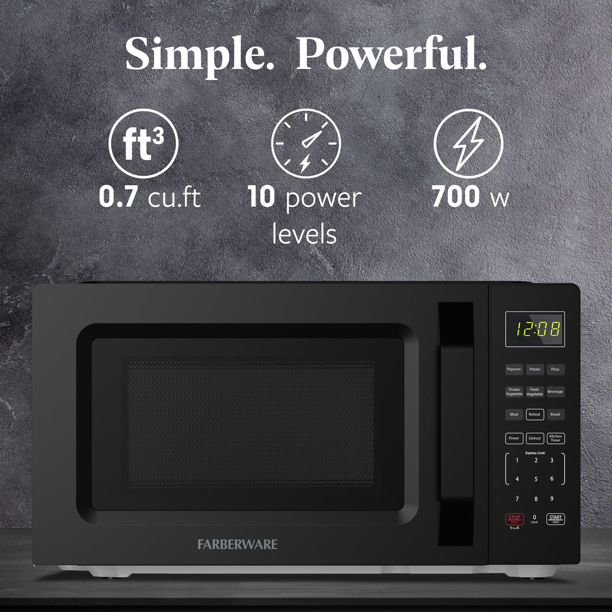 2026 NewFarberware 1.1 Cu. Ft. 1000-Watt Compact Microwave Oven, Black
