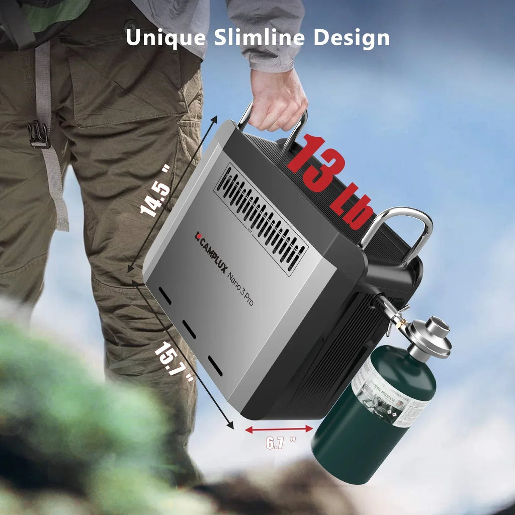2026 NewCAMPLUX Nano 3 Pro Portable Propane Water Heater with Battery, Instant Hot Water for Camping and Outdoor Use