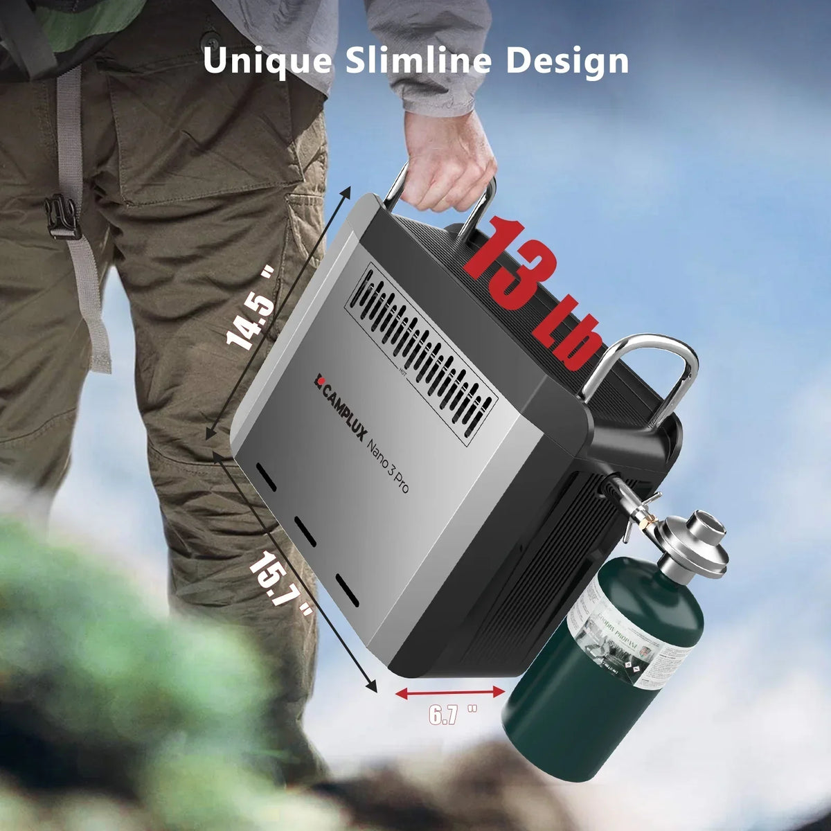2026 NewCAMPLUX Nano 3 Pro Portable Propane Water Heater with Battery, Instant Hot Water for Camping and Outdoor Use