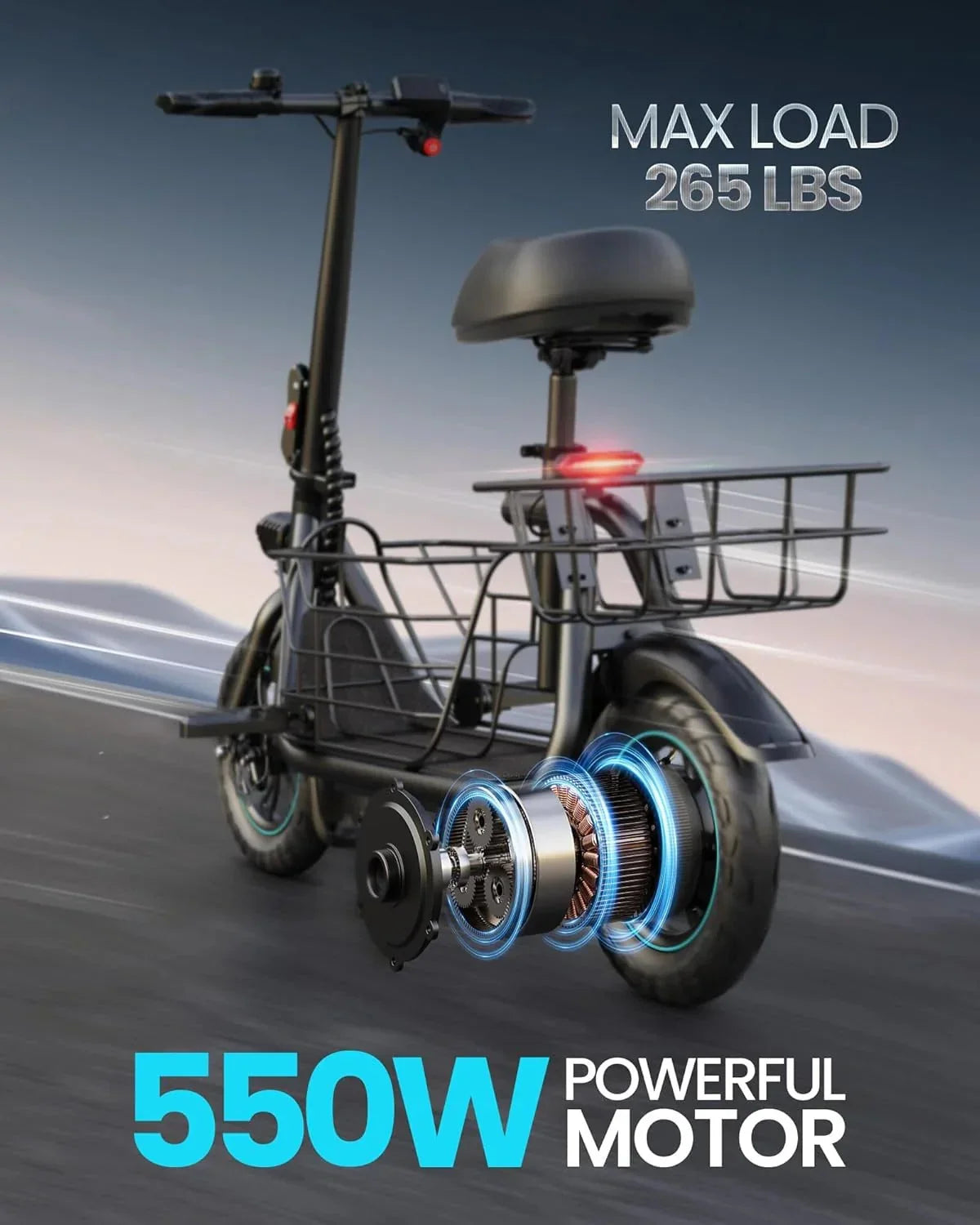 2026 NewElectric scooter for adults with large center basket