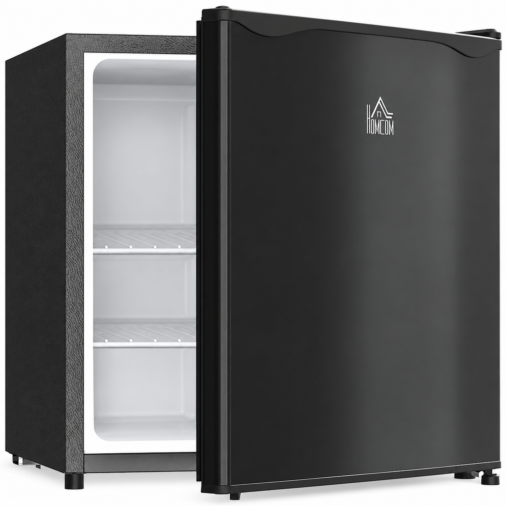 HomCom Mini Freezer Countertop 1.1 Cu.Ft Compact Upright Freezer with Removable Shelves Reversible Door for Home Dorm Apartment and Office Black