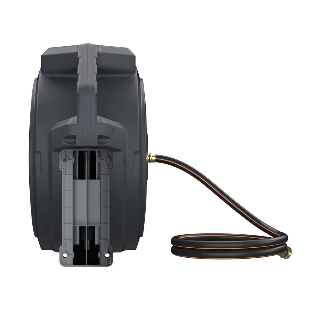 2026 NewGiraffe Tools Retractable Garden Hose Reel with 1/2in-100ft Water Hose, Plastic Bracket, Wall Mounted, Dark Grey