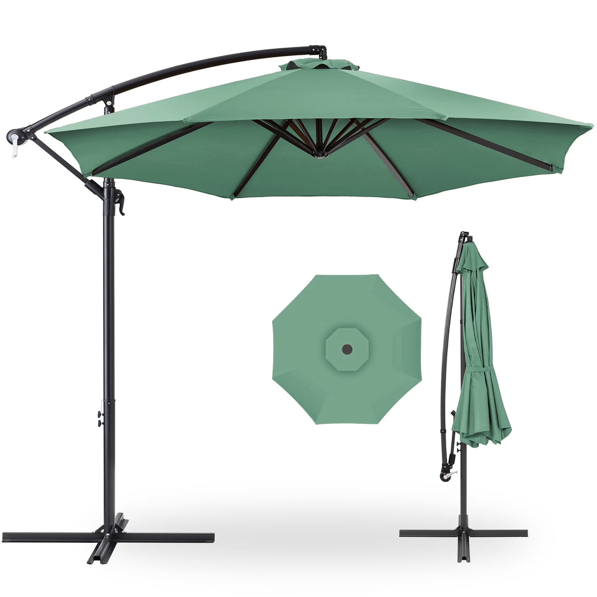 2026 NewBest Choice Products 10ft Offset Hanging Outdoor Market Patio Umbrella w/ Easy Tilt Adjustment - Tan