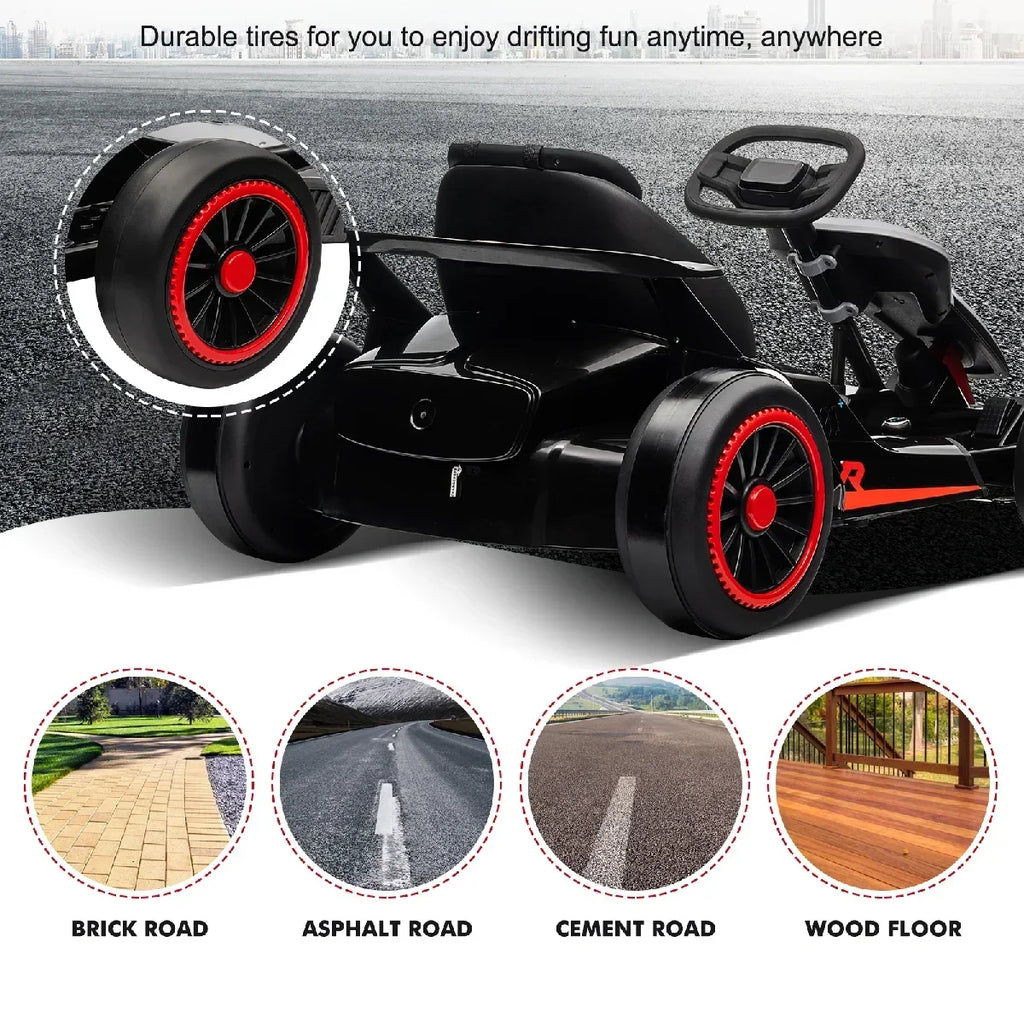 2026 New24V Drift Kart with 2X150W Strong Motor, 7AH Big Battery, Electric Pedals, Electric Go Kart Outdoor Race Toy