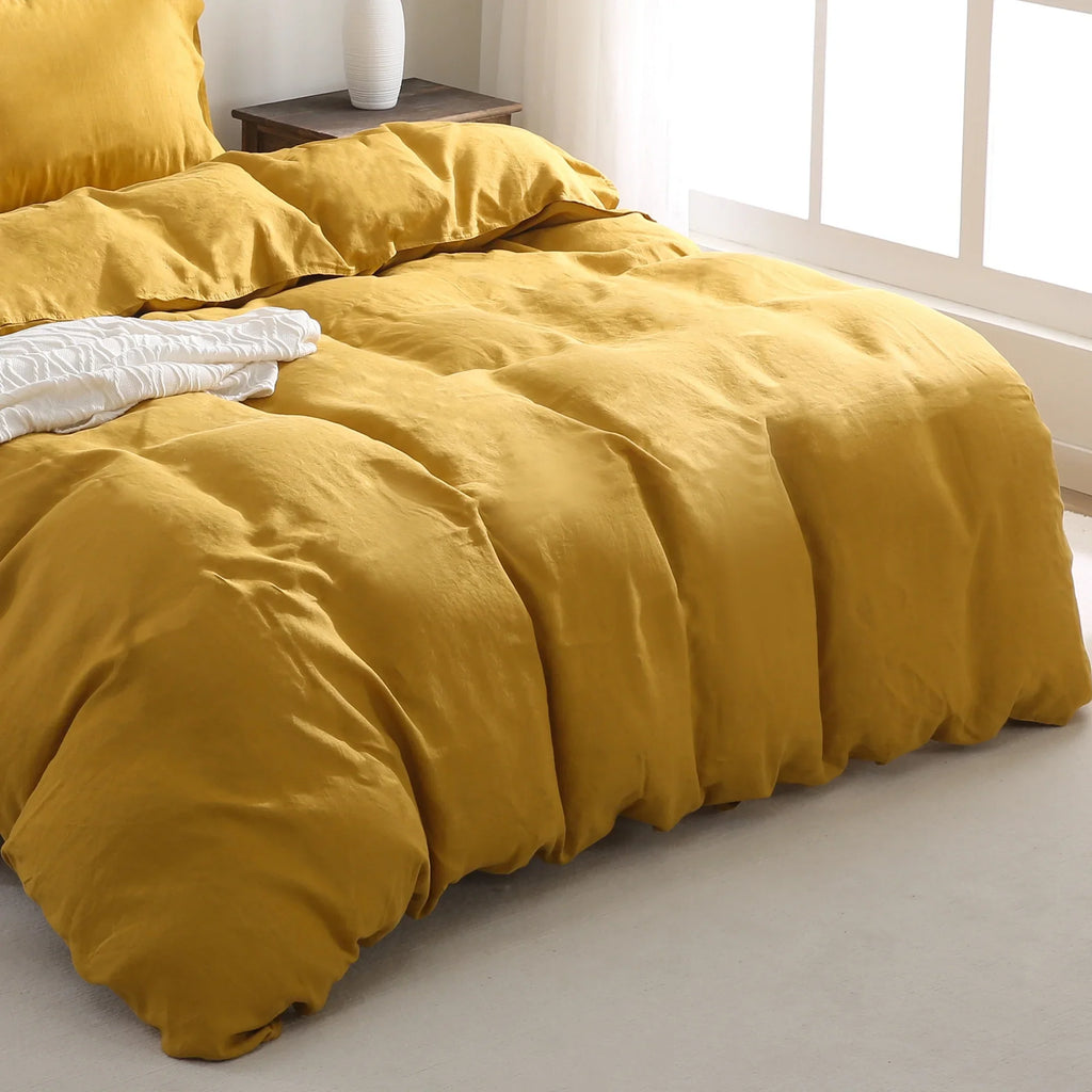 2026 New100% Pure Linen Duvet Cover with Button Closure and Corner Ties Soft & Breathable - Natural Full/Queen