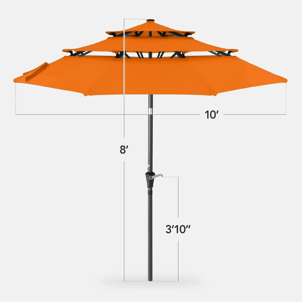 2026 NewBest Choice Products 10ft 3-Tier Patio Umbrella, Market Sun Shade w/ Tilt Adjustment, Easy Crank - Red