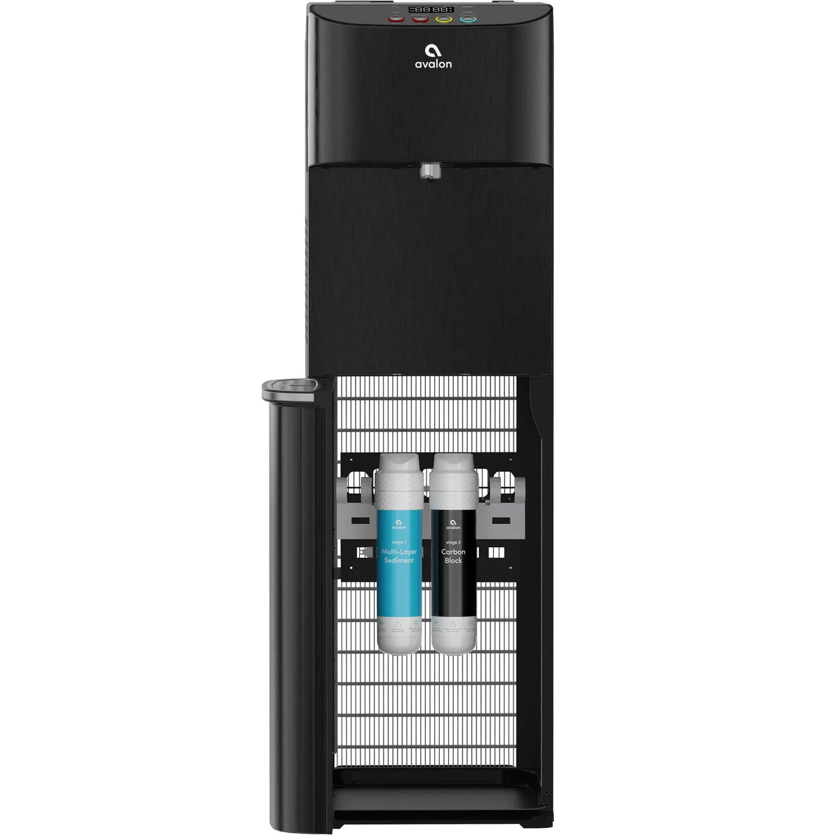 2026 New Avalon Electric Bottleless Water Cooler Water Dispenser - 3 Temperatures, Digital Clock with Temperature Control, Self Cleaning, Black Stainless Steel