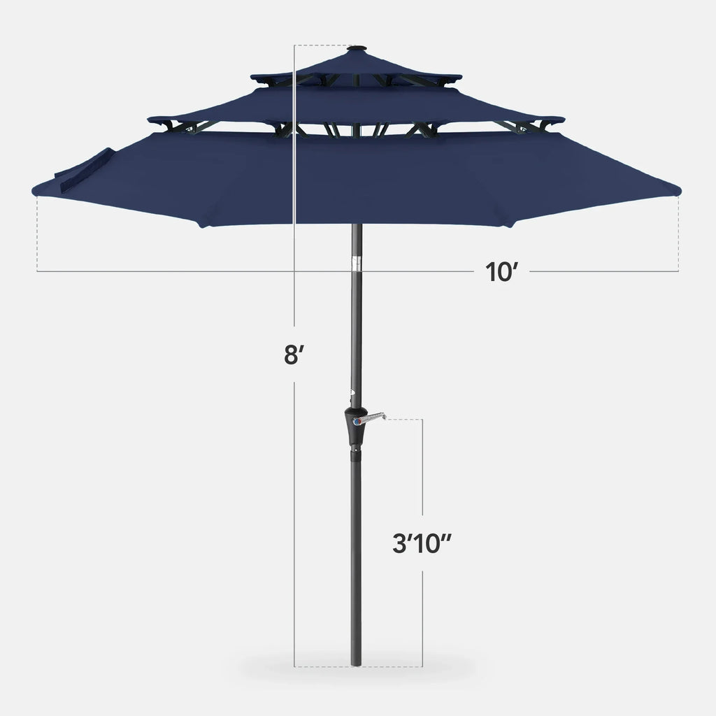 2026 NewBest Choice Products 10ft 3-Tier Patio Umbrella, Market Sun Shade w/ Tilt Adjustment, Easy Crank - Red