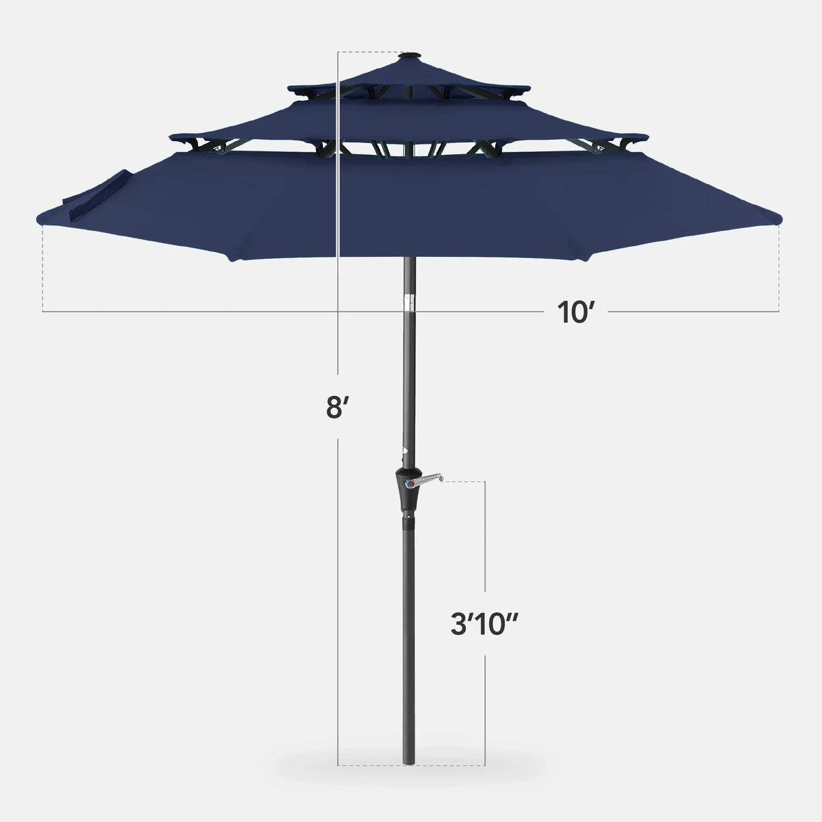 2026 NewBest Choice Products 10ft 3-Tier Patio Umbrella, Market Sun Shade w/ Tilt Adjustment, Easy Crank - Red