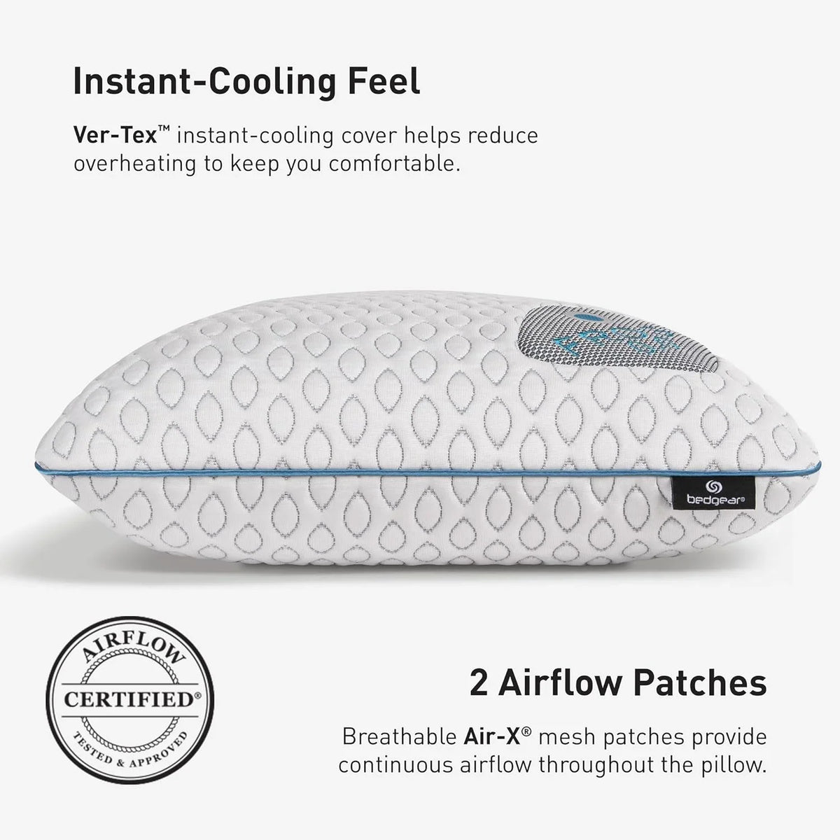2026 NewBedgear Frost Performance Pillow - Size 3.0 - Cooling Bed Pillow for Hot Sleepers - Medium Firmness Pillow for All Sleep Positions, Hypoallergenic