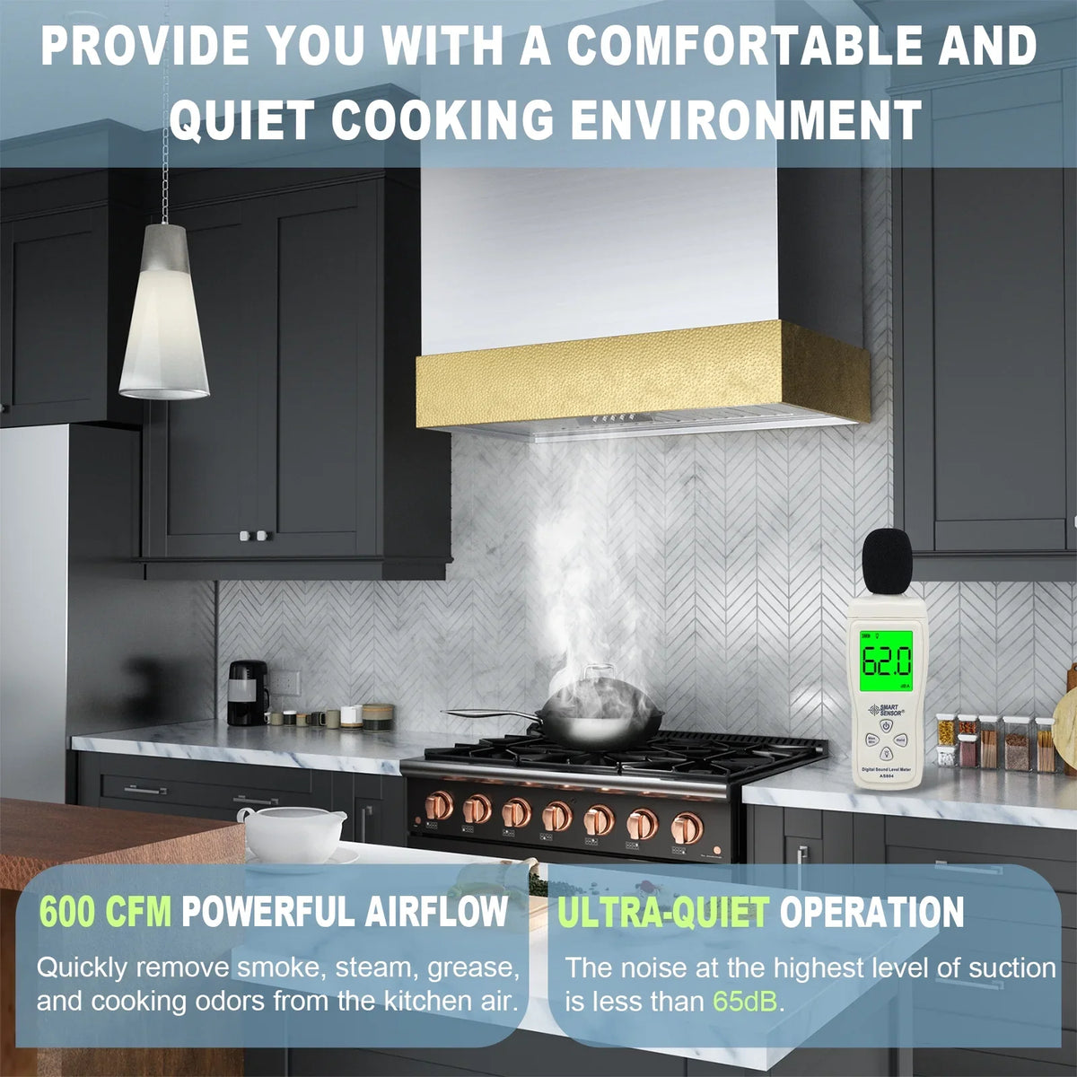 2026 New Akicon Range Hood 30 Inch, 600 CFM Ducted Vent Hood, Stainless Steel Box Kitchen Hood with 2 LED Lights, Removable Baffle Filters