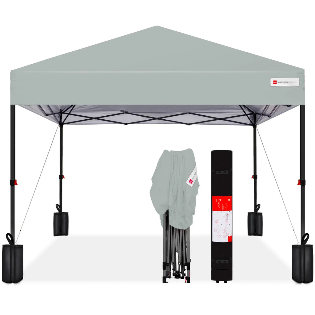 2026 NewBest Choice Products 12x12ft Easy Setup Pop Up Canopy w/ 1-Button Setup, Wheeled Case, 4 Weight Bags - Navy Blue
