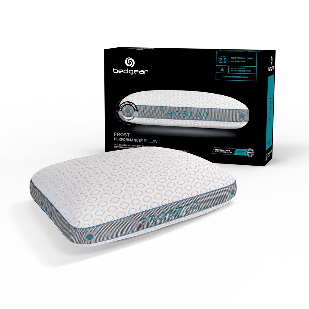 2026 NewBedgear Frost Performance Pillow - Size 3.0 - Cooling Bed Pillow for Hot Sleepers - Medium Firmness Pillow for All Sleep Positions, Hypoallergenic