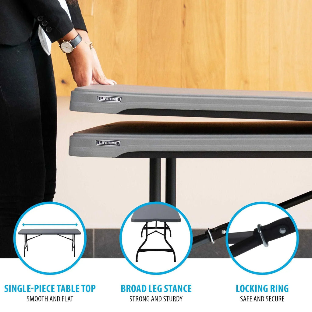 Lifetime 6 Foot Rectangle Folding Table, Indoor/Outdoor Commercial Grade, Black (280350)