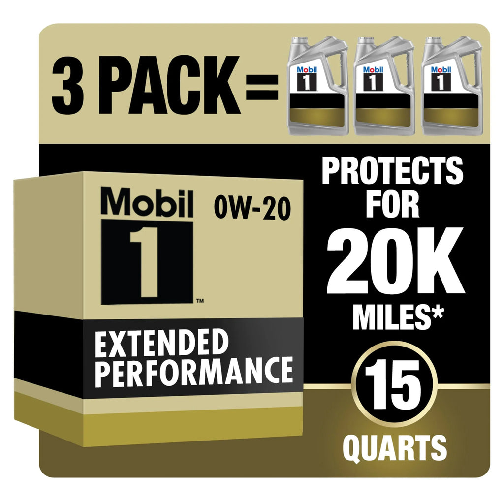 2026 NewMobil 1 Extended Performance Full Synthetic Motor Oil 0W-20, 5 Quart (Pack of 3)