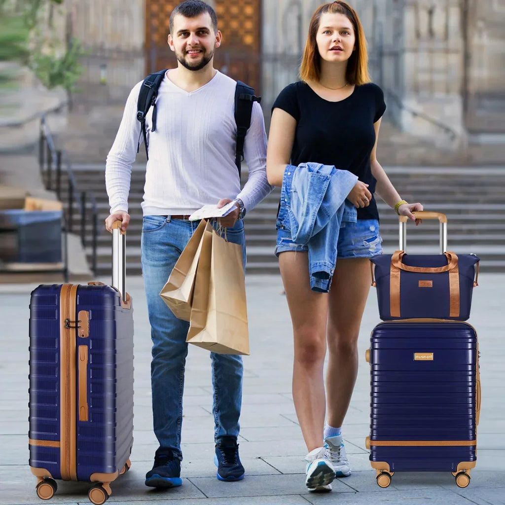 2026 New5 Piece Luggage Sets and Travel Duffel Bag, ABS Hardshell Hardside Checked Luggage with TSA Lock and Double Spinner Wheels Suitcase, Deep Blue