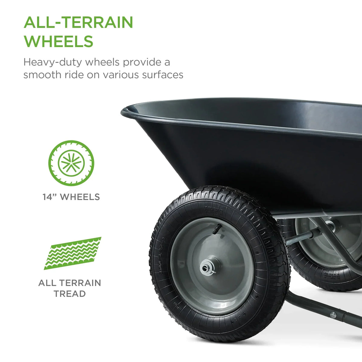 2026 NewBest Choice Products Dual-Wheel Home Wheelbarrow Yard Garden Cart for Lawn, Construction - Green