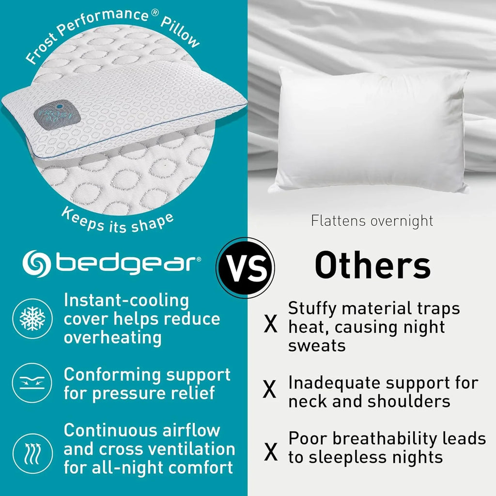 2026 NewBedgear Frost Performance Pillow - Size 3.0 - Cooling Bed Pillow for Hot Sleepers - Medium Firmness Pillow for All Sleep Positions, Hypoallergenic