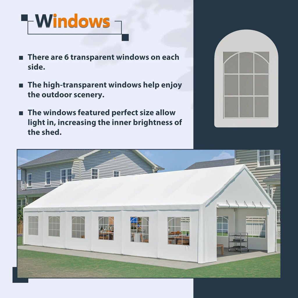 2026 New20x40 FT Heavy-Duty Party Tent with 3 Storage Bags - Large Waterproof Wedding Event Shelter for Removable Sidewalls & Zipper Door - Outdoor Commercial Tent for Parties Carport Camping BBQ Garden