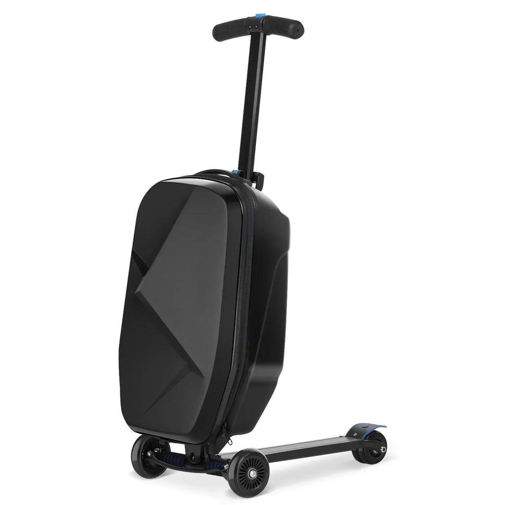 2026 NewAdvwin Scooter Luggage for Kids & Adults, Hardside Ride on Suitcase for Kids Ages 4-15 Multifunctional Lightweight Foldable Carry on Luggage with Wheels Ride on for Children Teenagers, Pink