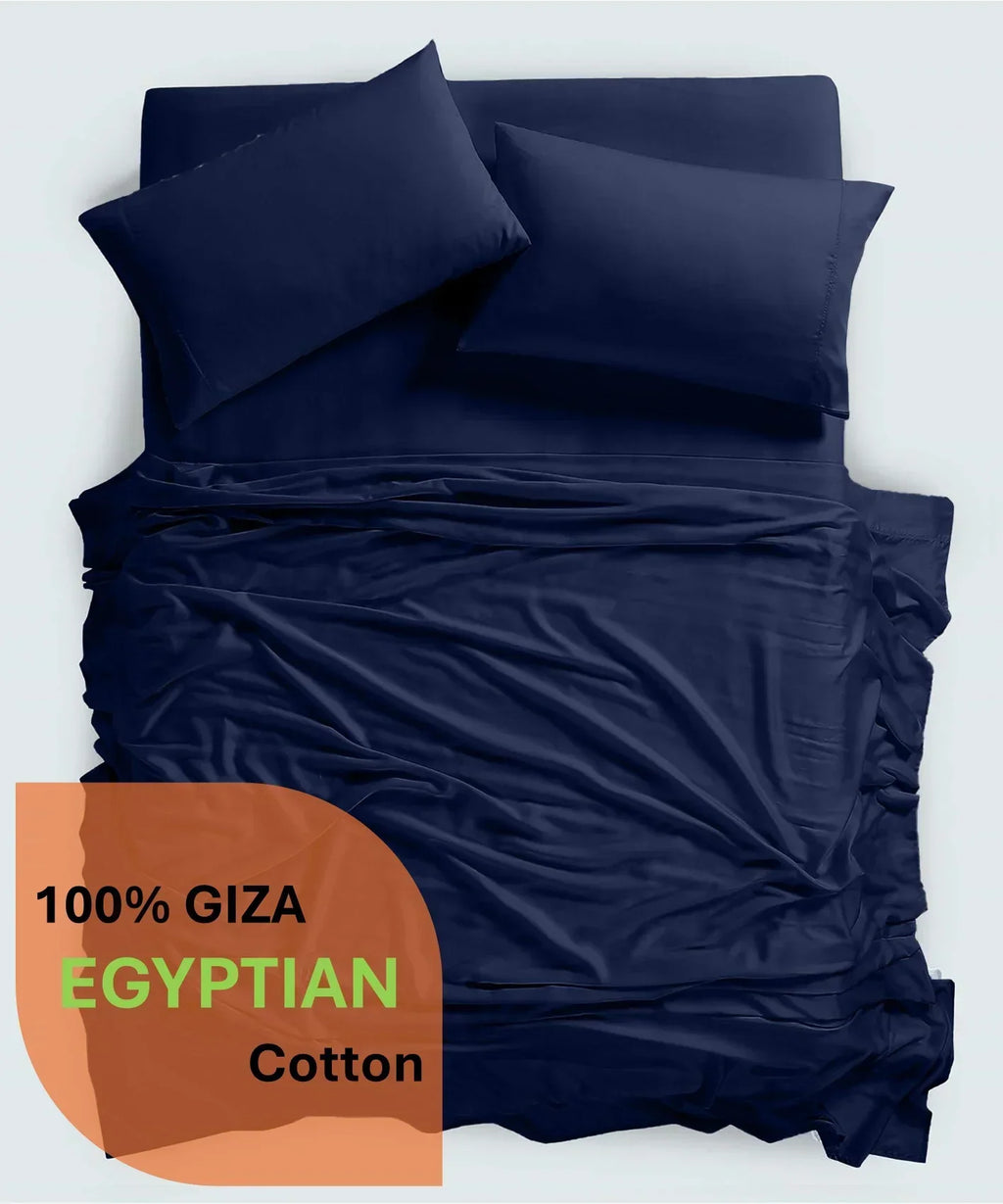 2026 New600 Thread Count, 100% Giza Egyptian Cotton Bedding Set, 4-PC Sheets Set, 15 Inch Deep Pocket of Fitted Sheet, Soft Sateen Weave Breathable - Black, Twin