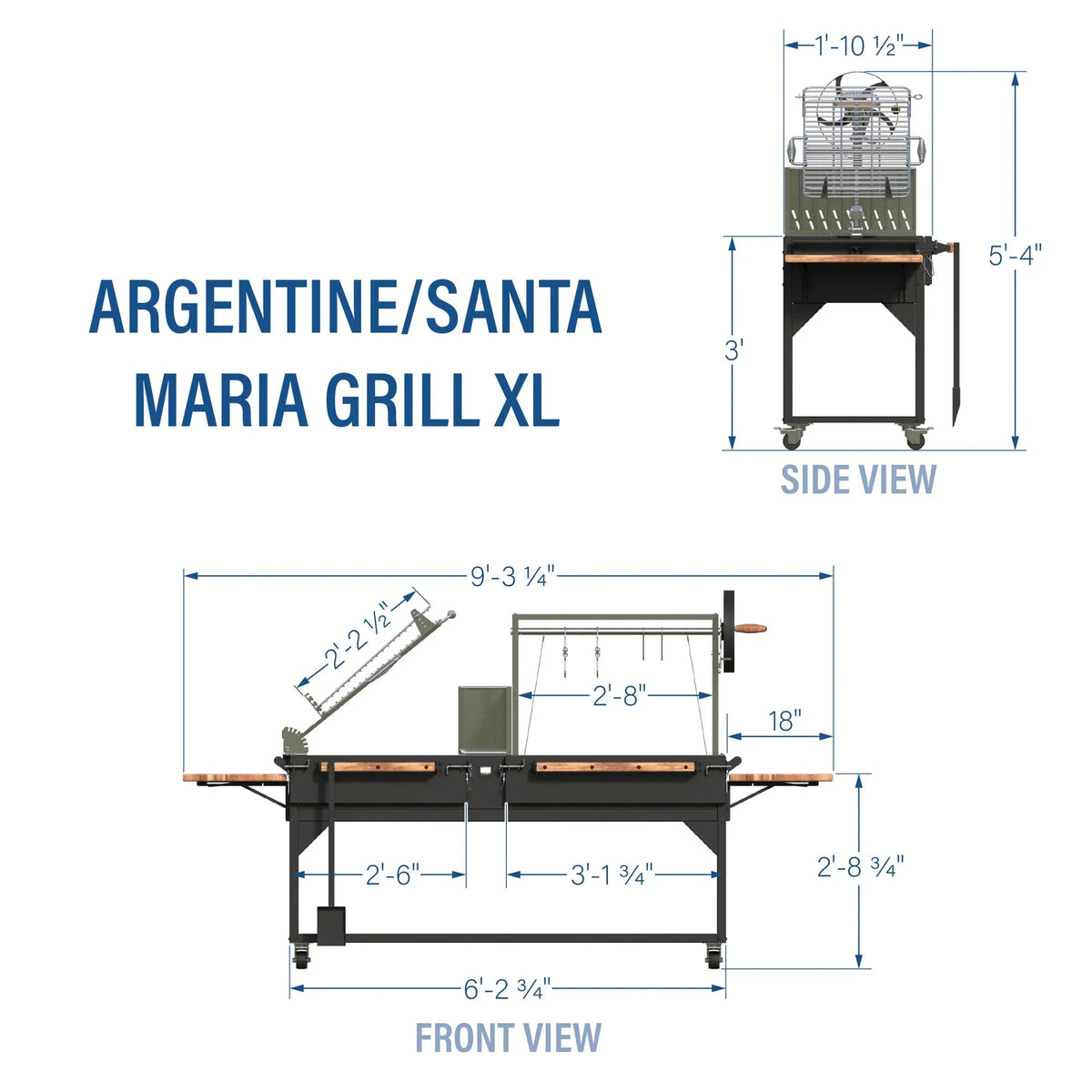 2026 NewBackyard Discovery Argentine Santa Maria XL Wood Fire & Charcoal Steel Grill, Asado Clamp