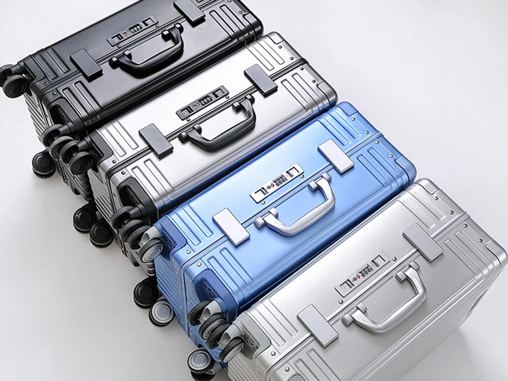 2026 NewAll Aluminum Hardshell Luggage, Airline Approved Zipperless Hardside Carry on Suitcase with Spinner Wheels, Checked Aluminium Luggage Metal Rolling Luggage Case for Travel, Business