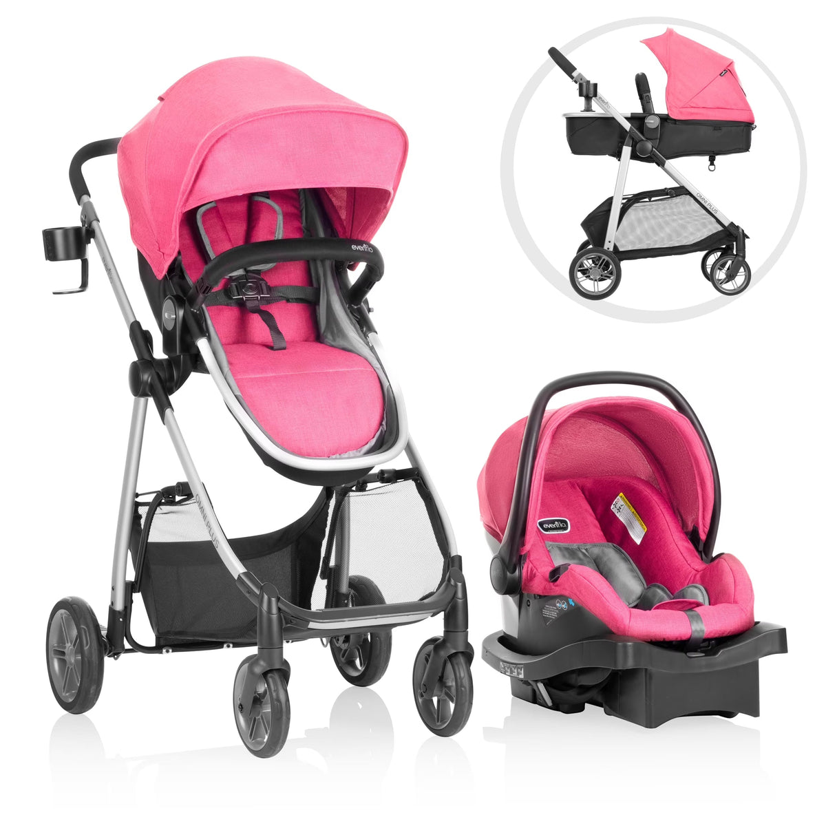 2026 NewEvenflo Omni Plus Modular Travel System with LiteMax Sport Infant Car Seat, Mylar Gray, Unisex