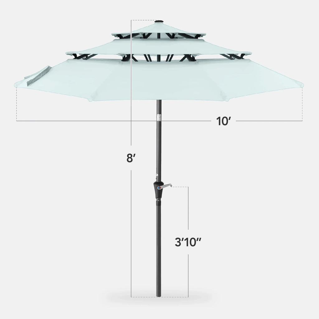 2026 NewBest Choice Products 10ft 3-Tier Patio Umbrella, Market Sun Shade w/ Tilt Adjustment, Easy Crank - Red