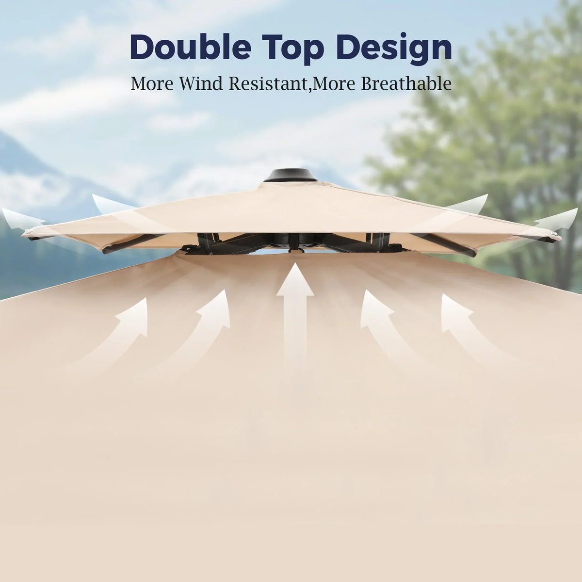 2026 NewAlpha Joy 12x9ft Outdoor Patio Umbrella Large Rectangle Offset Cantilever Double Umbrella with 360°Rotation, Beige