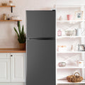 2026 New4.5 Cu.ft Compact Refrigerator 2 Door with Freezer,7 Adjustable Thermostat & 4 Removable Glass Shelves,Large Size Refrigerator for Garage/Bedroom/Kitchen/Apartment and Office,Grey