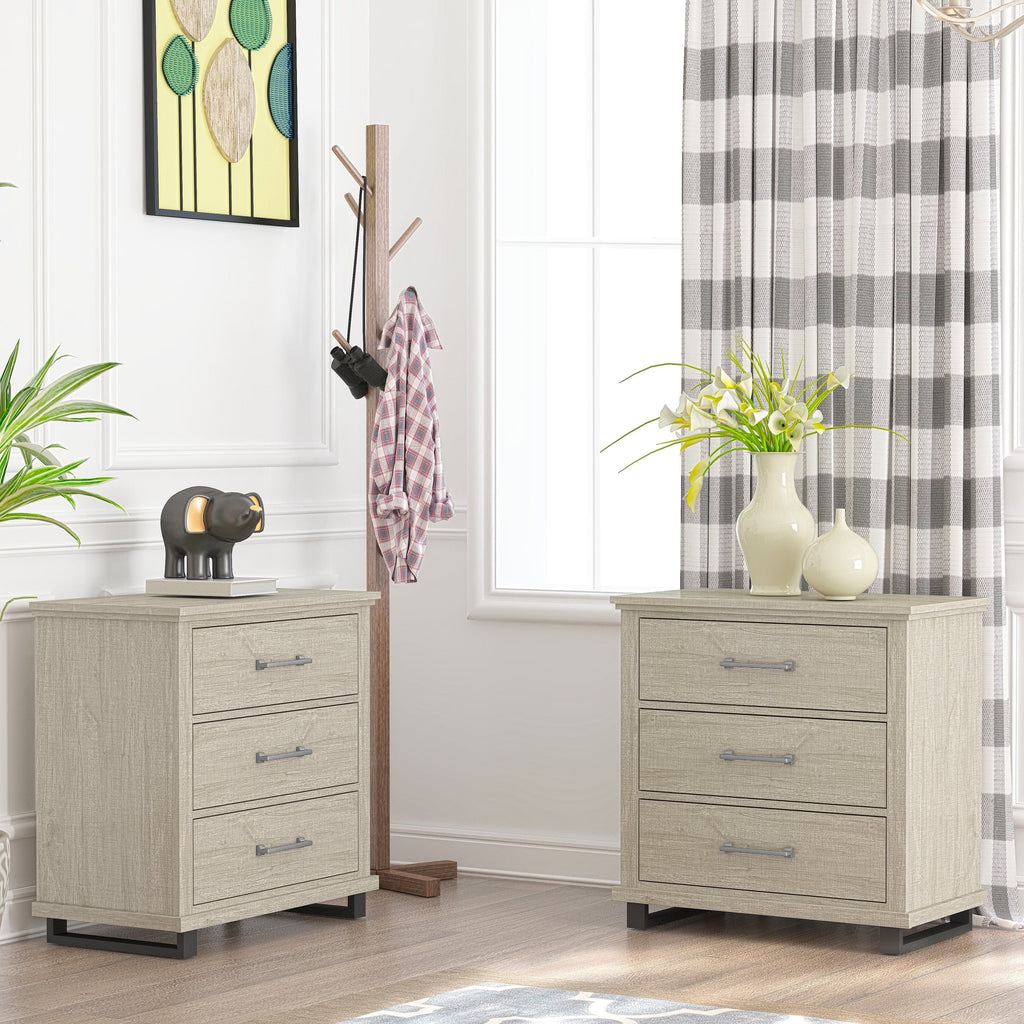 2026 New FESTIVO 32 inch Wide 3-Drawer Bedroom Nightstand with Elevated Metal Legs - Beige