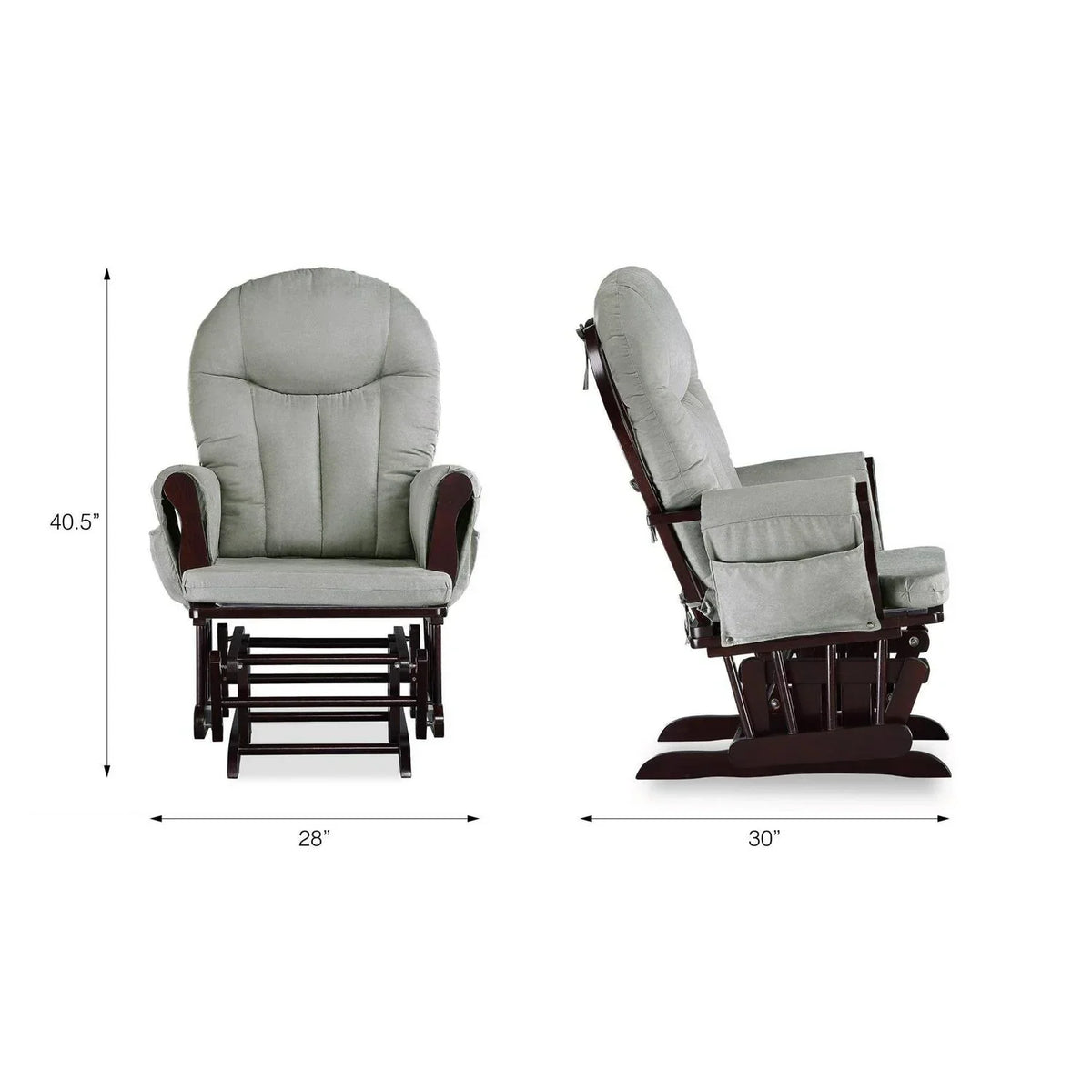 2026 NewBaby Relax Huntington Glider Rocker. Gray and Espresso