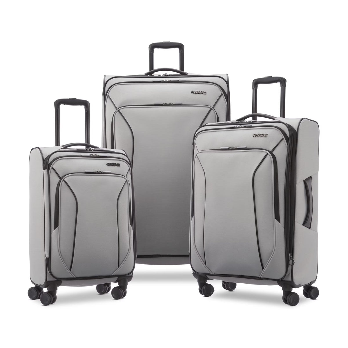 2026 NewAmerican Tourister X-Lite 3-Piece Luggage Set with Spinner Wheels - Light Grey