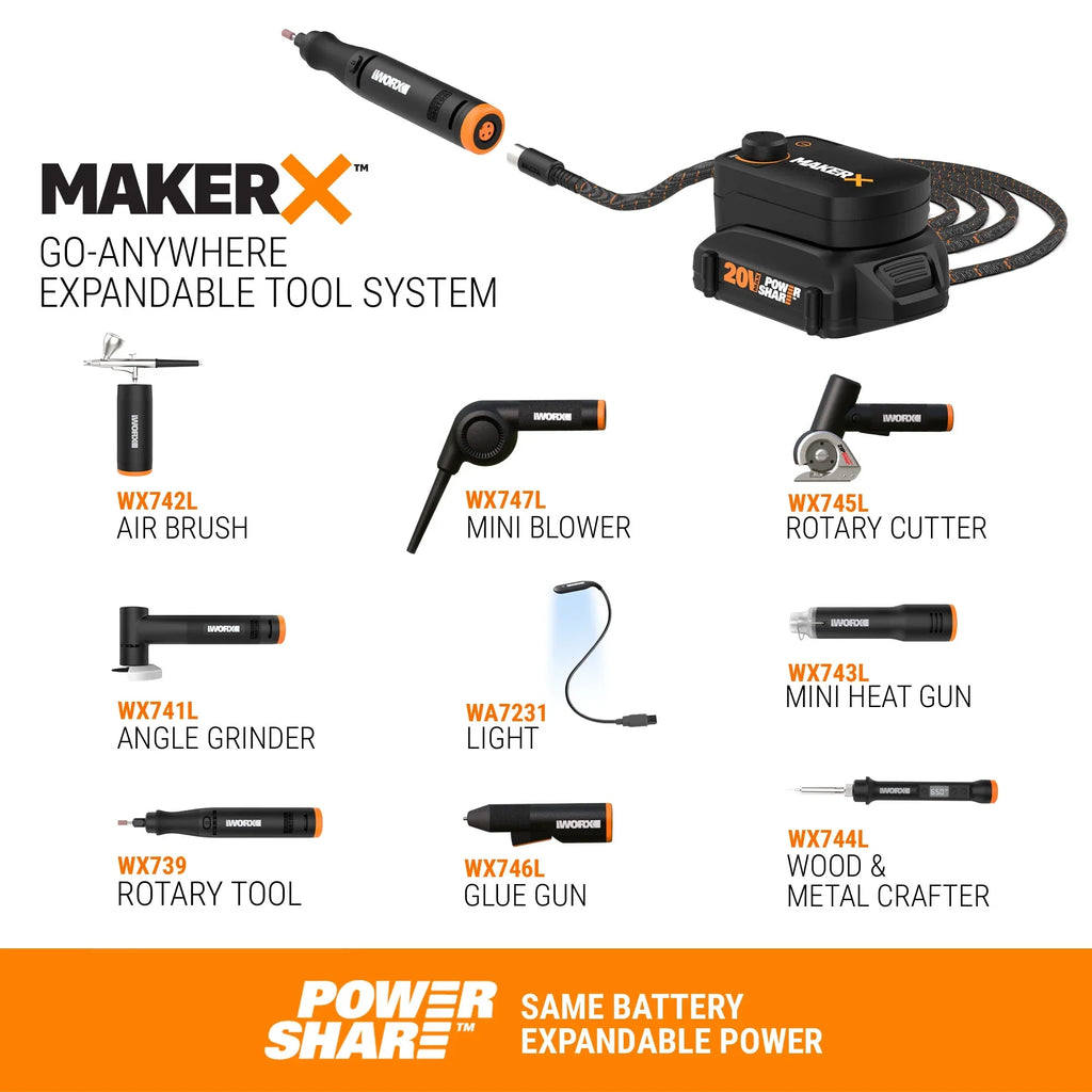 2026 New Worx MakerX WX739L 20V Cordless Rotary Tool Kit