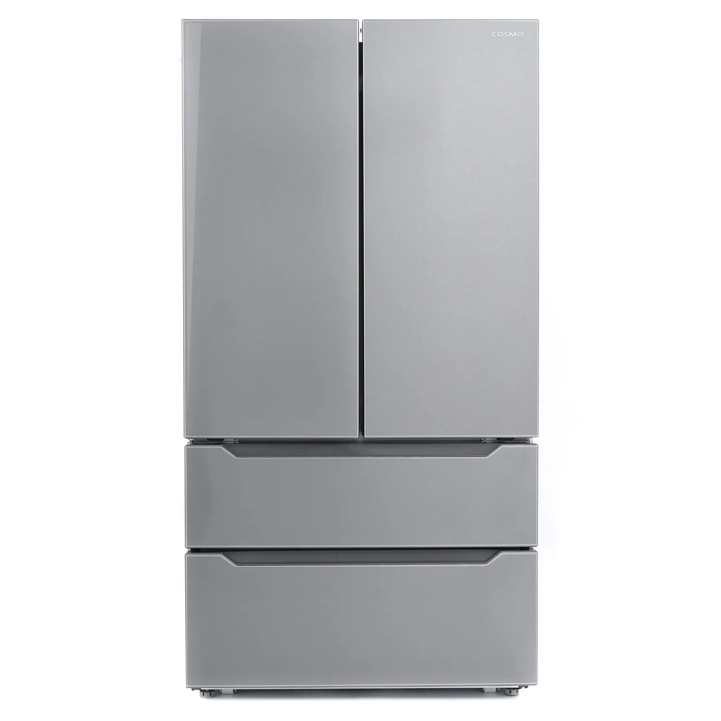2026 NewCosmo 5 Piece Kitchen Appliance Packages with 30" Freestanding Electric Range 30" Island Range Hood 24" Built-in Fully Integrated Dishwasher French Door Refrigerator & 48 Bottle Wine Refrigerator