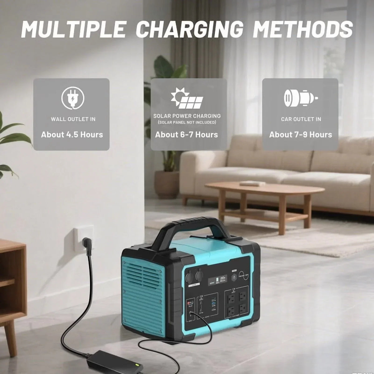 2026 New1000W Portable Solar Generator, 1024Wh LiFePO4 Battery Power Station with 100W Solar Panel, USB-C Power Bank for for Camping, Outdoor Travel, RV, and Home Emergency-Blue