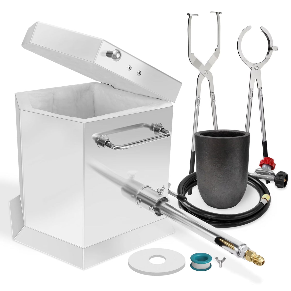 2026 New7KG Propane Melting Furnace Kit with Two Tongs and Crucible, All New Kiln Metal Foundry Furnace Smelting Gold Silver Copper Aluminum, Metal Recycle Home Smelting Casting Tool