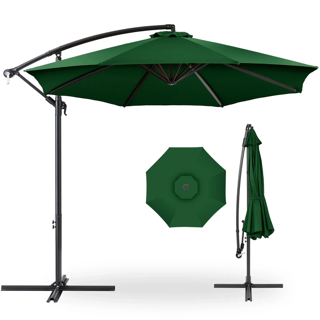 2026 NewBest Choice Products 10ft Offset Hanging Outdoor Market Patio Umbrella w/ Easy Tilt Adjustment - Tan