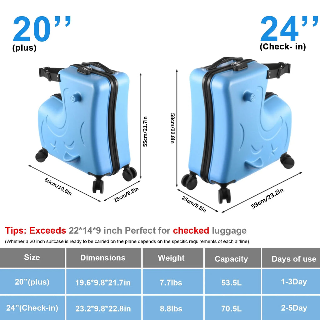 2026 NewTOHU Kids Luggage, Kids Ride-on Luggage with Spinner Wheels Suitcase, Kid's Ride-On Suitcase Help Your Child Relax