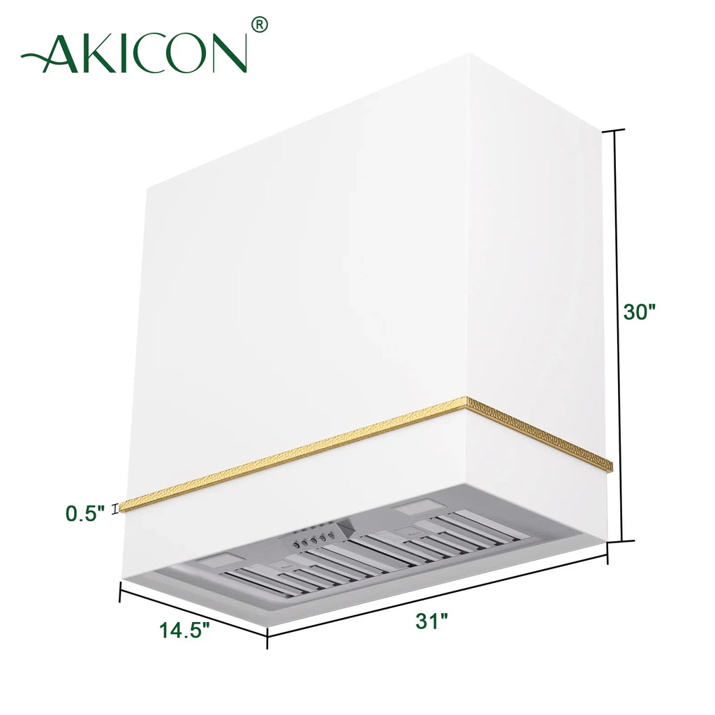 2026 New Akicon Range Hood 30 Inch, 600 CFM Ducted Vent Hood, Stainless Steel Box Kitchen Hood with 2 LED Lights, Removable Baffle Filters