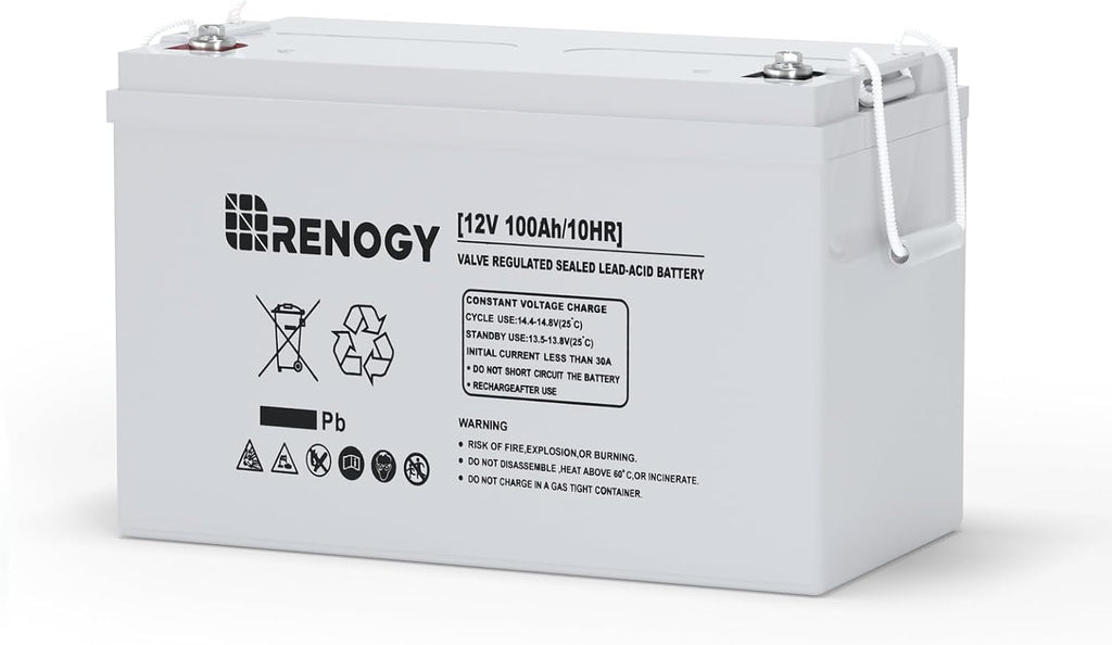 Renogy 12 Volt 100Ah Deep Cycle AGM Battery, Lead Acid Solar Battery