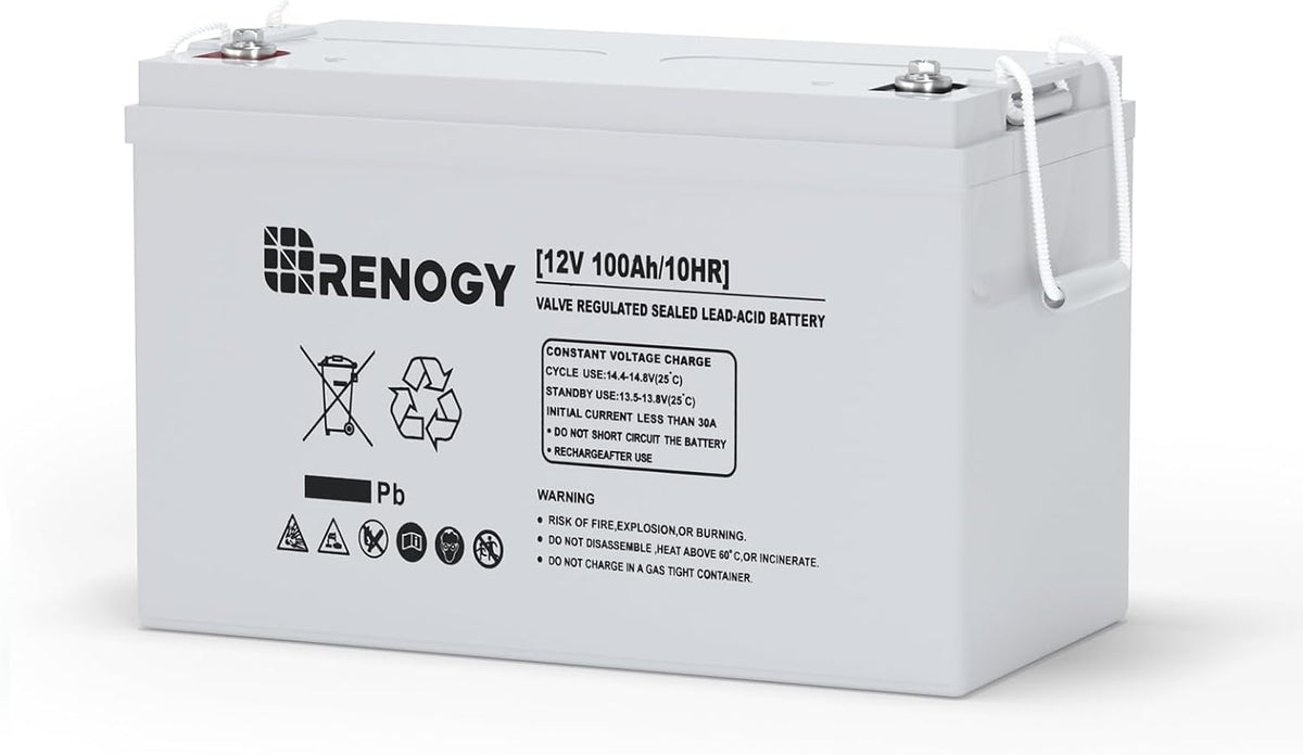 Renogy 12 Volt 100Ah Deep Cycle AGM Battery, Lead Acid Solar Battery