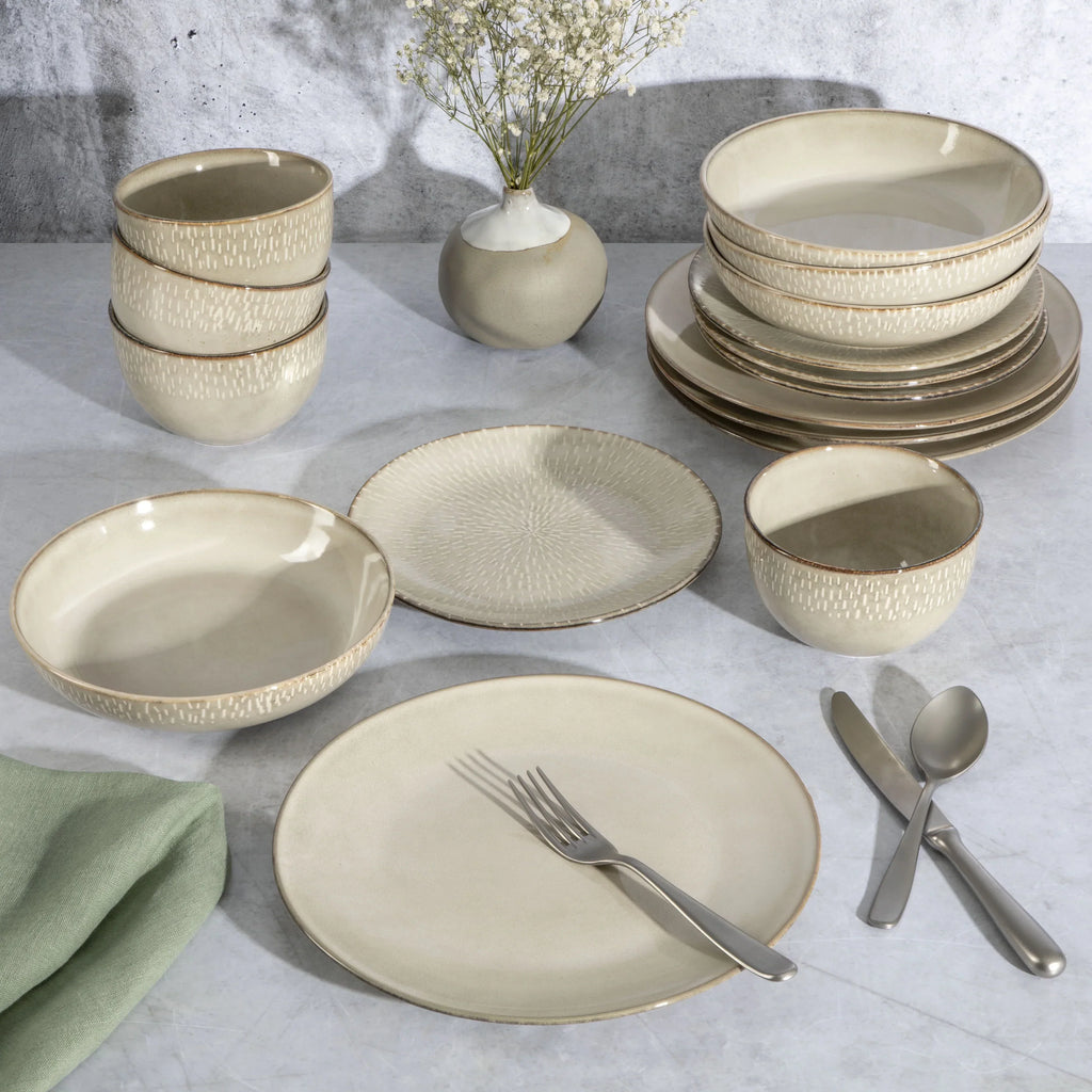 2026 NewGibson Elite Matisse 16-Piece Dinnerware Set - Taupe