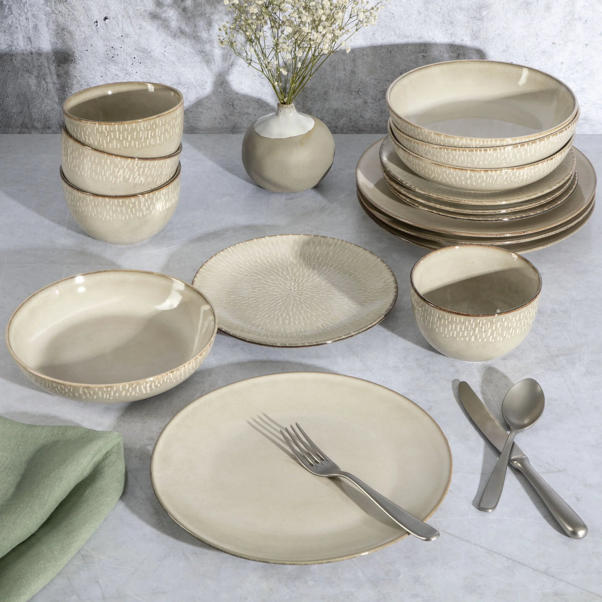 2026 NewGibson Elite Matisse 16-Piece Dinnerware Set - Taupe