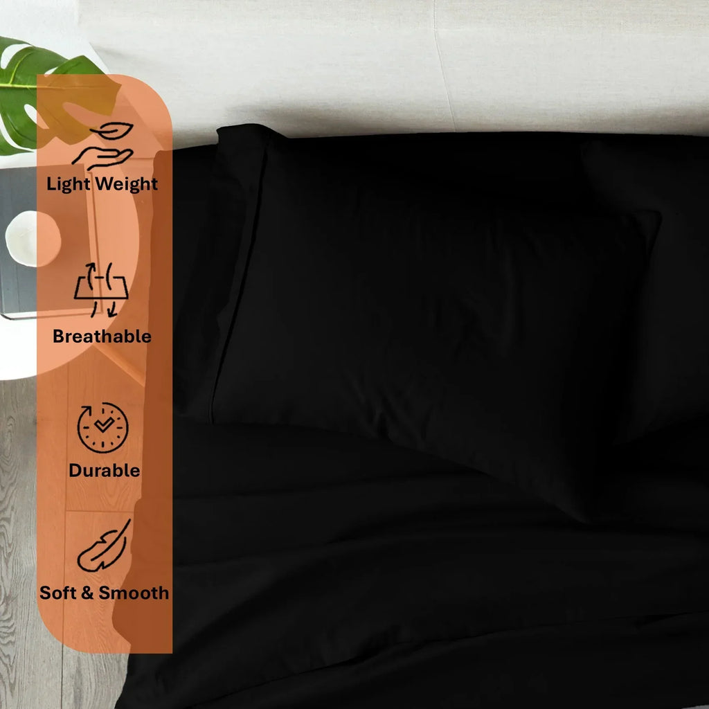2026 New600 Thread Count, 100% Giza Egyptian Cotton Bedding Set, 4-PC Sheets Set, 15 Inch Deep Pocket of Fitted Sheet, Soft Sateen Weave Breathable - Black, Twin
