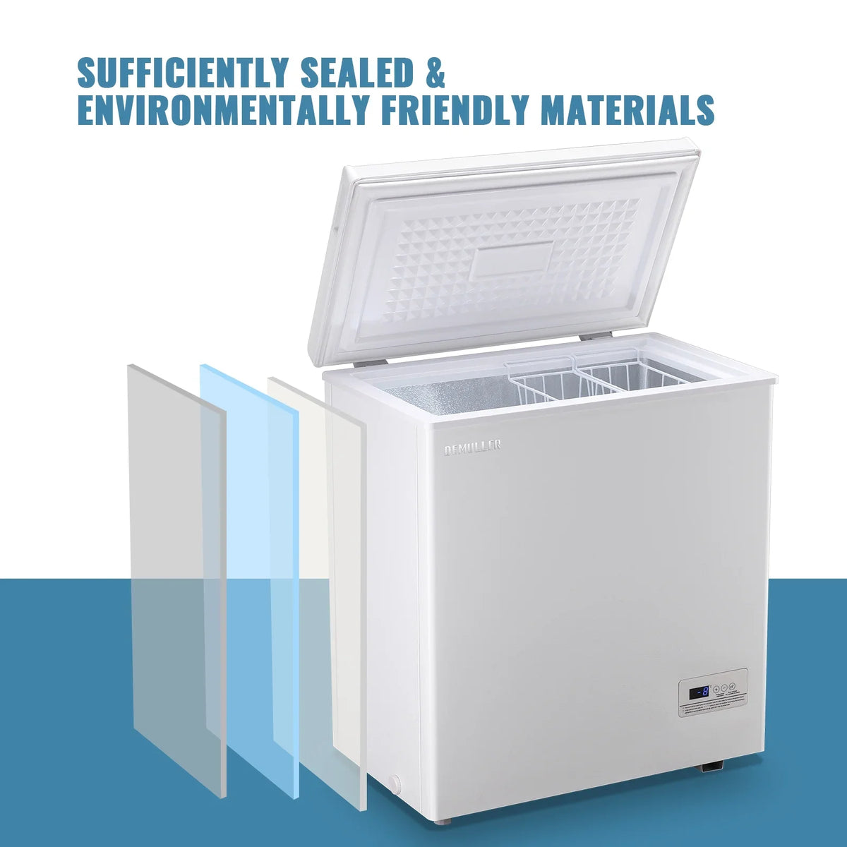 2026 NewDEMULLER Chest Freezer 5.0 Cu. ft Removable Stainless Steel Basket Mini Freezer White YX-110