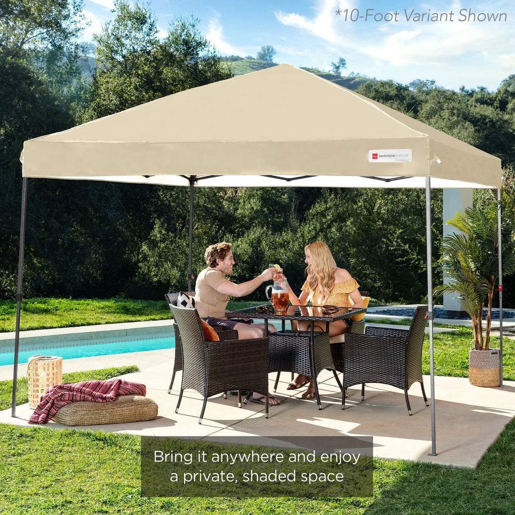 2026 NewBest Choice Products 12x12ft Easy Setup Pop Up Canopy w/ 1-Button Setup, Wheeled Case, 4 Weight Bags - Navy Blue