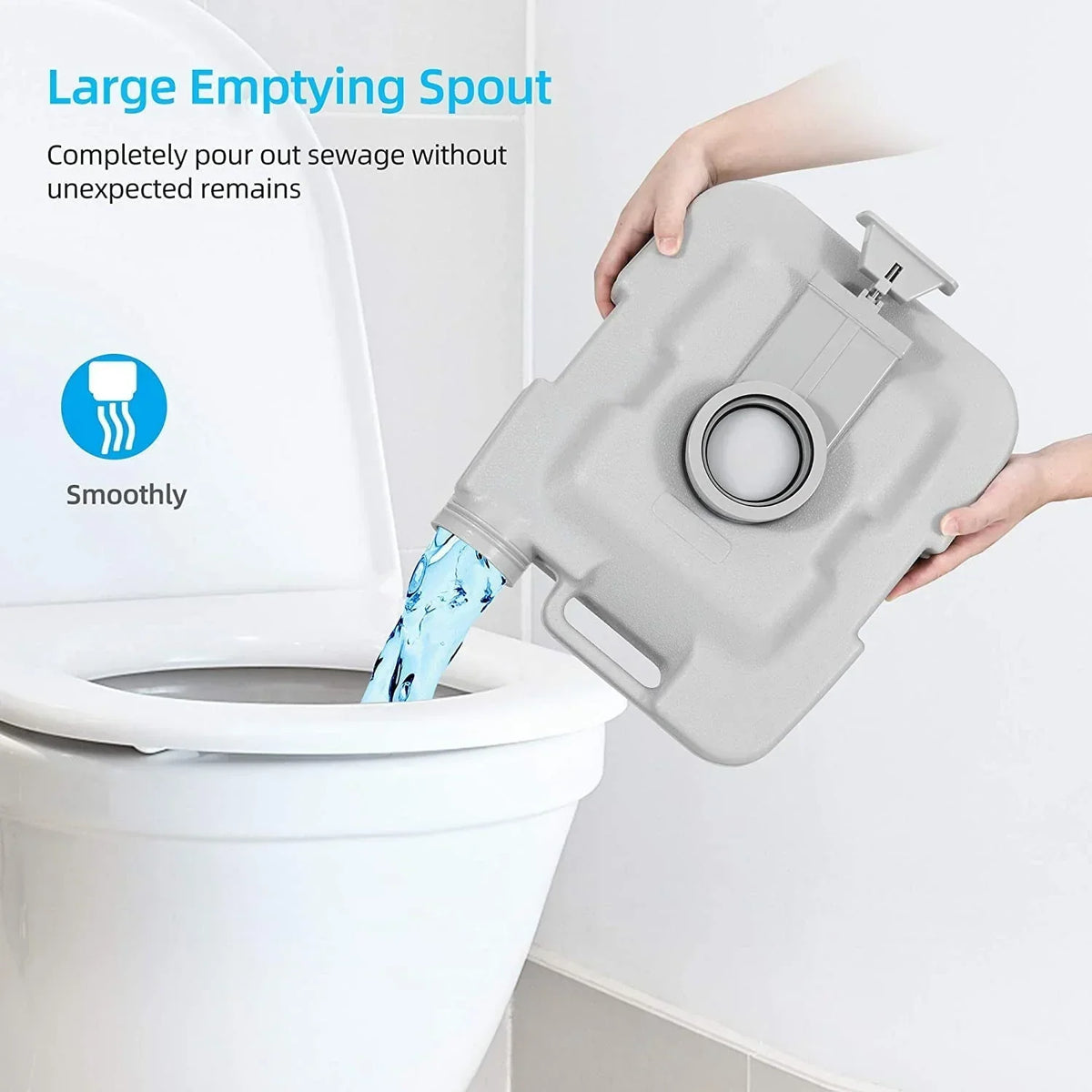 2026 NewDextrus 5.3 Gallon Portable Toilet With Detachable Tank, Double Outlet Water Spout, Press Flush Pump, Travel RV Potty for Camping, Boating, Hiking, Trips, White&Gray